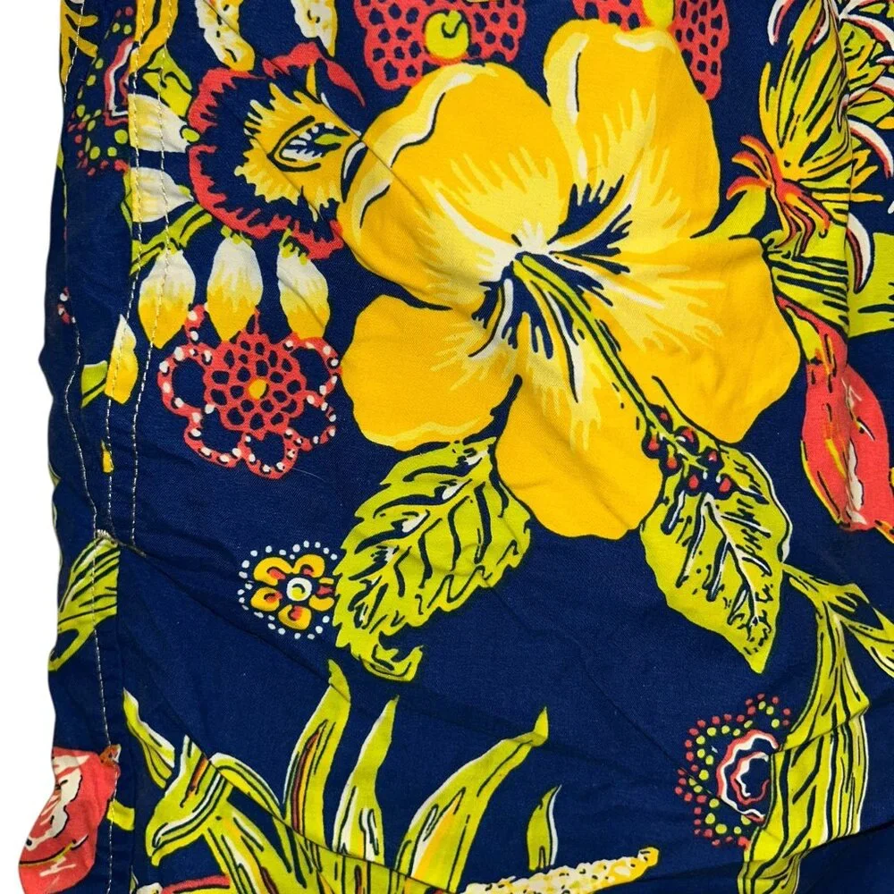 Polo Ralph Lauren bright yellow blue tropical plumeria flowers swimming trunksXL